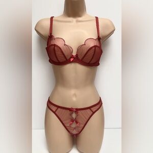 Agent Provocateur Lorna Red/Pink Lurex Set 34E & 5